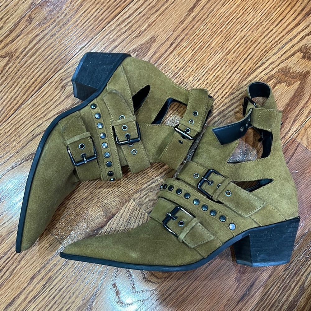 Wheat colored cut out ankle booties